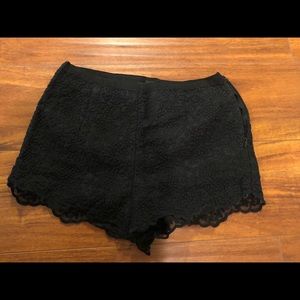 Black floral embroidered shorts